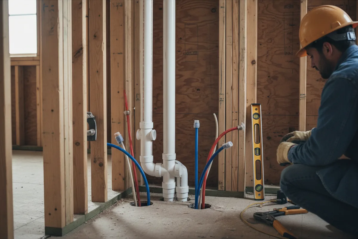 Drain and supply rough-in during Drain Cleaning in Forgan