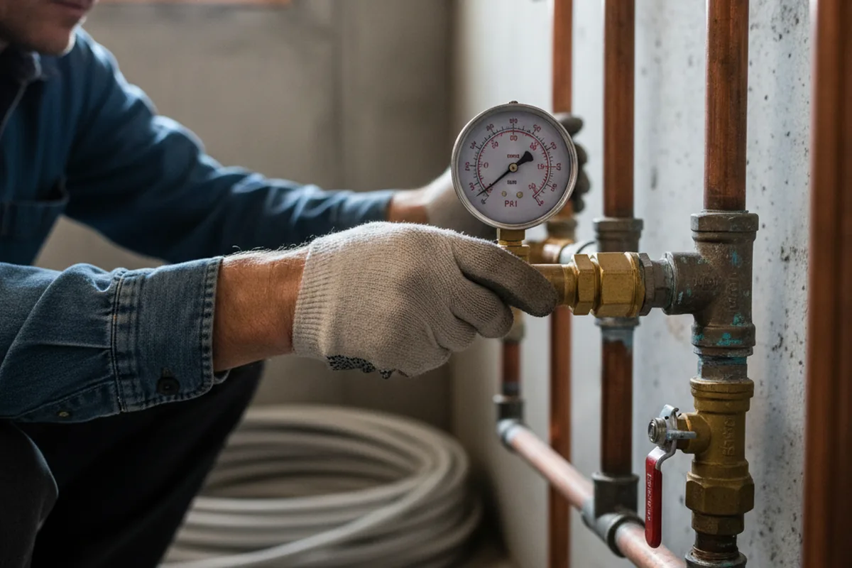 Pressure testing a repaired line during Water Line Repair in Forgan